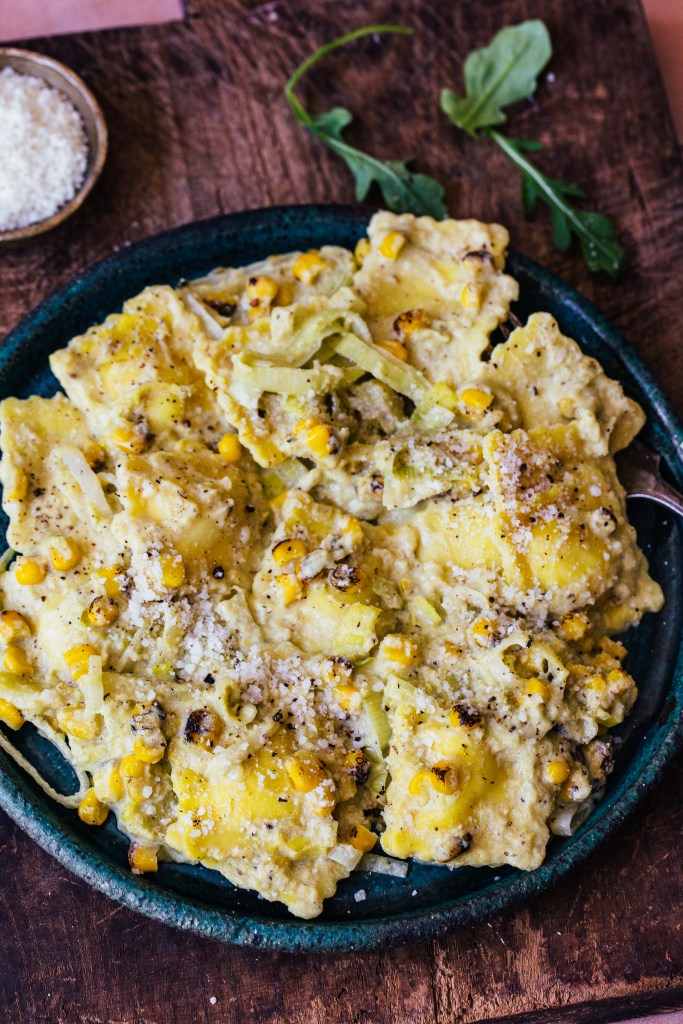 Corn and Leek Ravioli