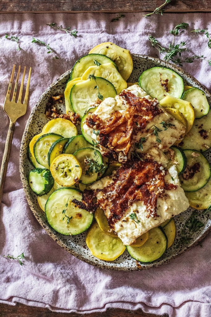 Easy Sauteed Squash with Hot Honey Fried Feta