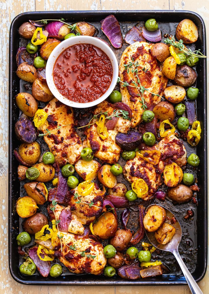 Harissa Chicken Sheet Pan Dinner