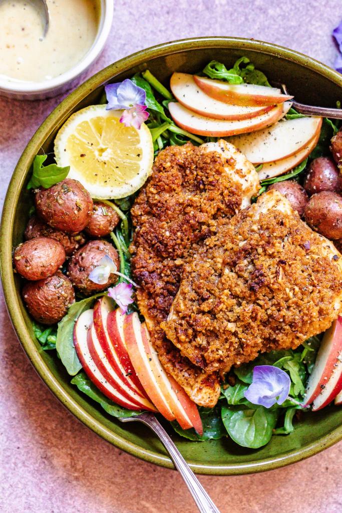 Pecan Crusted Chicken Salad with Apples