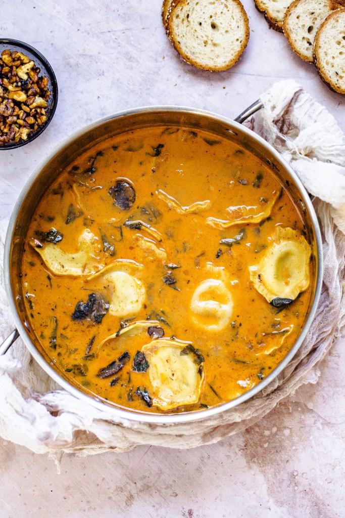 Tuscan Mushroom Ravioli Soup