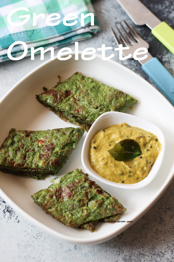 Green Omelette / Palak Omelette / Spinach Omelette